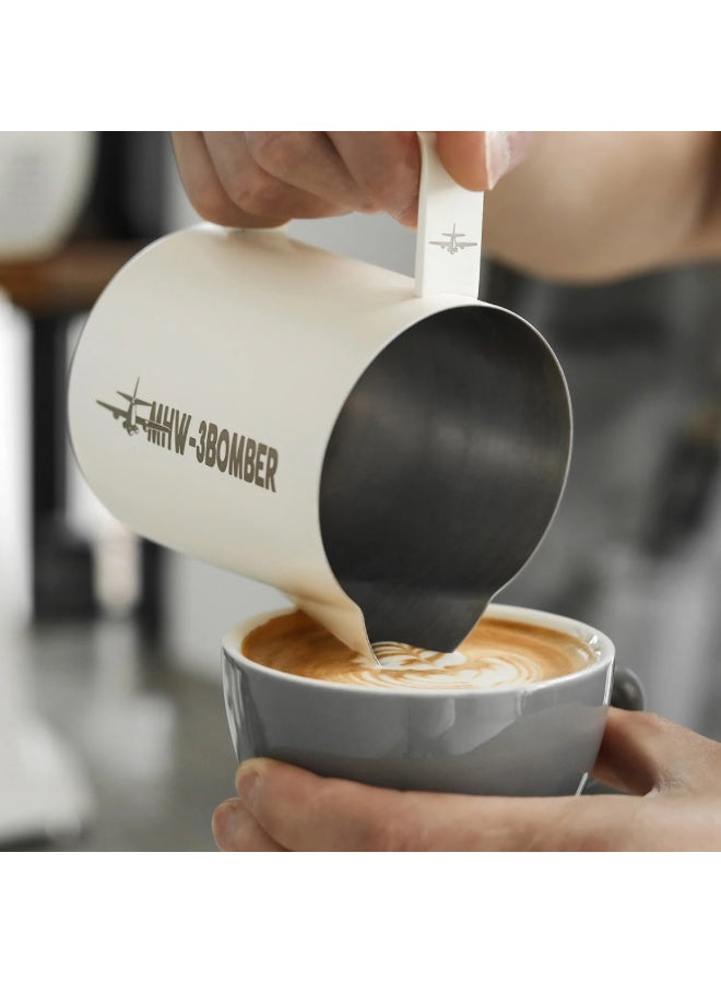 MHW-3BOMBER Milk Pitcher 5.0 Off White – 500ml Stainless Steel Frothing Pitcher for Latte Art, Ergonomic Handle, Non Stick Interior, Barista Milk Jug for Espresso and Coffee Drinks - Image 2